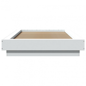 Cadru de pat cu lumini LED, alb, 100x200 cm, lemn prelucrat - Img 8