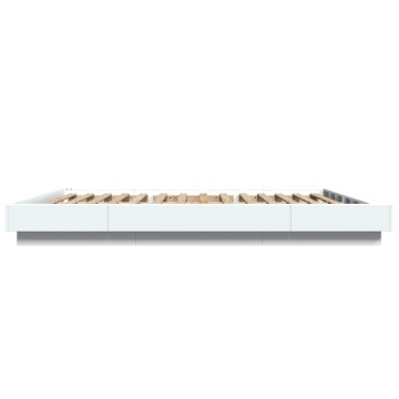 Cadru de pat cu lumini LED, alb, 150x200 cm, lemn prelucrat - Img 5