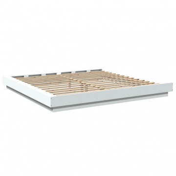Cadru de pat cu lumini LED, alb, 200x200 cm, lemn prelucrat - Img 6