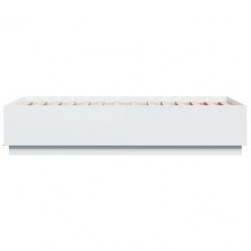 Cadru de pat cu lumini LED, alb, 90x190 cm, lemn prelucrat - Img 6