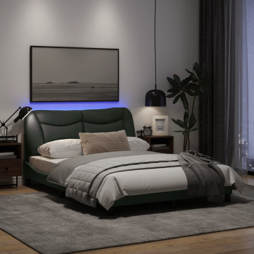 Cadru de pat cu lumini LED, gri închis, 120x200 cm, textil - Img 4