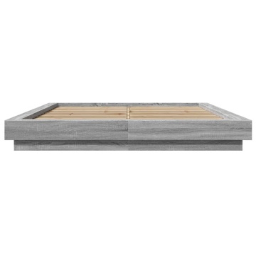 Cadru de pat cu lumini LED gri sonoma 160x200 cm lemn prelucrat - Img 8