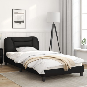 Cadru de pat cu lumini LED, negru, 100x200 cm, piele ecologică - Img 8