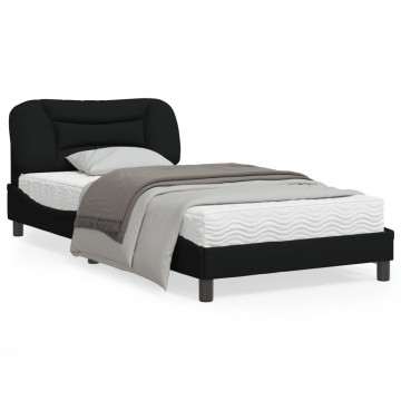 Cadru de pat cu lumini LED, negru, 100x200 cm, textil - Img 1
