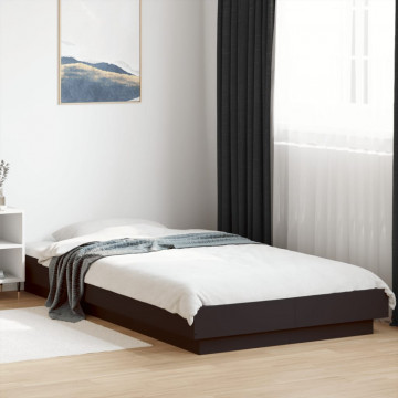 Cadru de pat cu lumini LED, negru, 90x190 cm, lemn prelucrat - Img 4