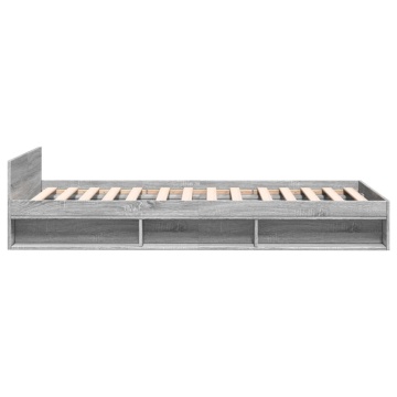 Cadru de pat cu sertar gri sonoma 90x200 cm lemn prelucrat - Img 8