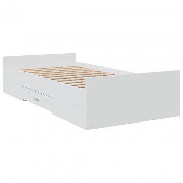 Cadru de pat cu sertare, alb, 100x200 cm, lemn prelucrat - Img 5