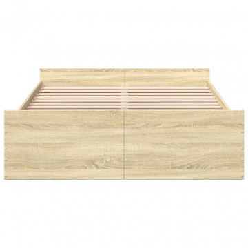 Cadru de pat cu sertare stejar sonoma 120x200 cm lemn prelucrat - Img 4