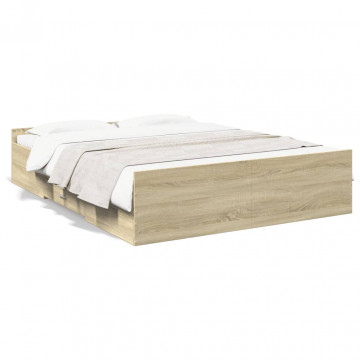 Cadru de pat cu sertare stejar sonoma 160x200 cm lemn prelucrat - Img 1