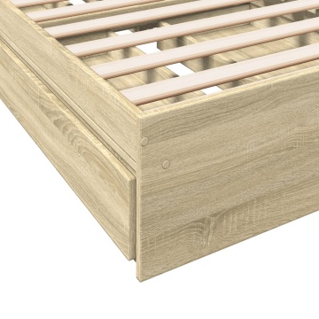 Cadru de pat cu sertare stejar sonoma 75x190 cm lemn prelucrat - Img 7