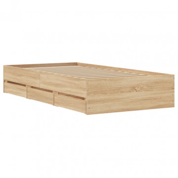 Cadru de pat cu sertare stejar sonoma 90x200 cm lemn prelucrat - Img 7