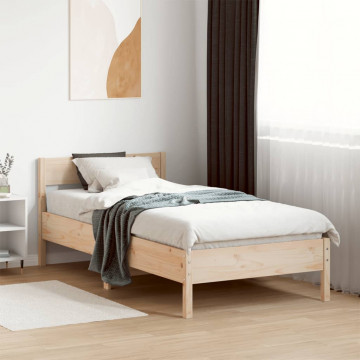 Cadru de pat cu tăblie, 100x200 cm, lemn masiv de pin - Img 3