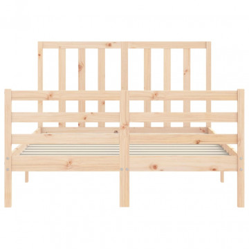 Cadru de pat cu tăblie, 120x200 cm, lemn masiv - Img 5