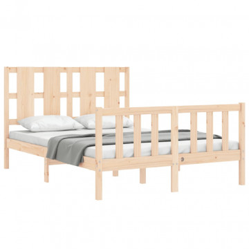 Cadru de pat cu tăblie, 140x190 cm, lemn masiv - Img 4