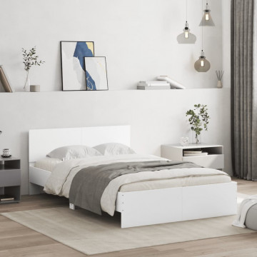 Cadru de pat cu tăblie, alb, 135x190 cm - Img 1