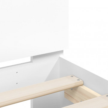 Cadru de pat cu tăblie, alb, 180x200 cm, lemn prelucrat - Img 7