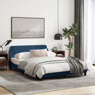 Cadru de pat cu tăblie, albastru, 120x200 cm, textil - Img 3