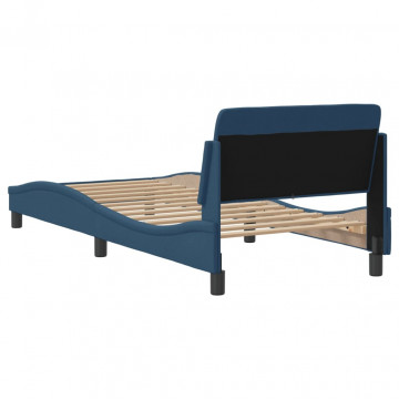 Cadru de pat cu tăblie, albastru, 90x200 cm, textil - Img 5