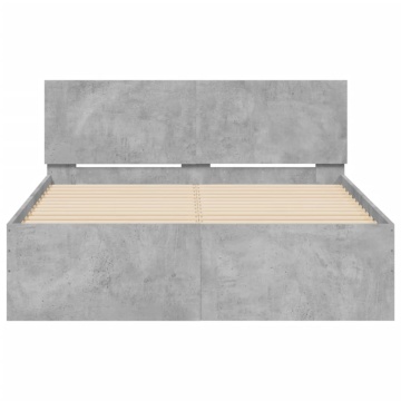 Cadru de pat cu tăblie, gri beton, 120x190 cm - Img 8