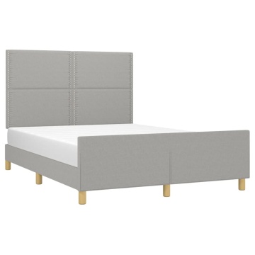 Cadru de pat cu tăblie, gri deschis, 140x190 cm, textil - Img 3