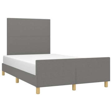 Cadru de pat cu tăblie, gri închis, 120x200 cm, textil - Img 3