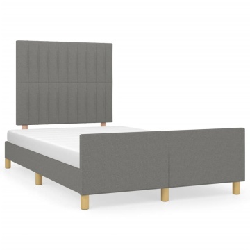 Cadru de pat cu tăblie, gri închis, 120x200 cm, textil - Img 2