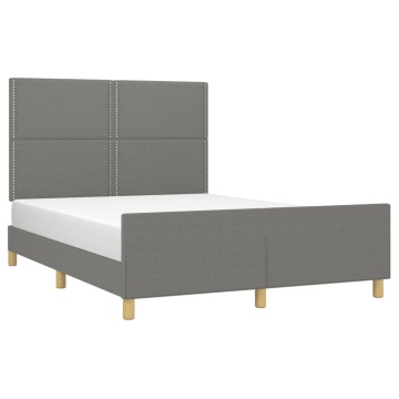 Cadru de pat cu tăblie, gri închis, 140x190 cm, textil - Img 3