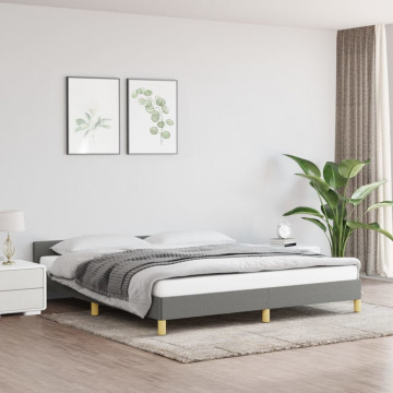 Cadru de pat cu tăblie, gri închis, 160x200 cm, textil - Img 1