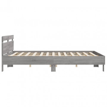 Cadru de pat cu tăblie gri sonoma 180x200 cm lemn prelucrat - Img 5