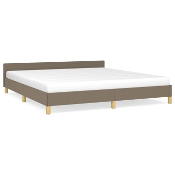 Cadru de pat cu tăblie, gri taupe, 180x200 cm, textil - Img 2