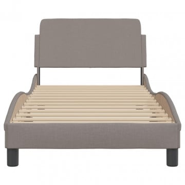 Cadru de pat cu tăblie, gri taupe, 90x200 cm, textil - Img 4