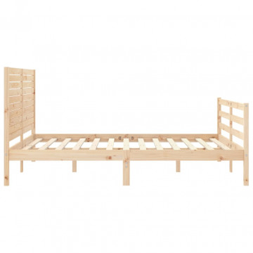 Cadru de pat cu tăblie, king size, lemn masiv - Img 6