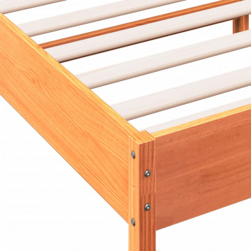 Cadru de pat cu tăblie, maro ceruit, 140x200 cm, lemn masiv pin - Img 6
