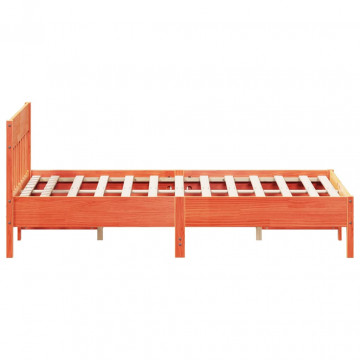 Cadru de pat cu tăblie, maro ceruit, 140x200 cm, lemn masiv pin - Img 8