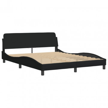 Cadru de pat cu tăblie, negru, 160x200 cm, textil - Img 6