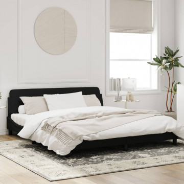 Cadru de pat cu tăblie, negru, 180x200 cm, catifea - Img 3