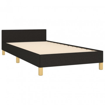 Cadru de pat cu tăblie, negru, 80x200 cm, textil - Img 4