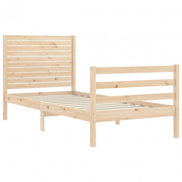Cadru de pat cu tăblie single mic, lemn masiv - Img 8