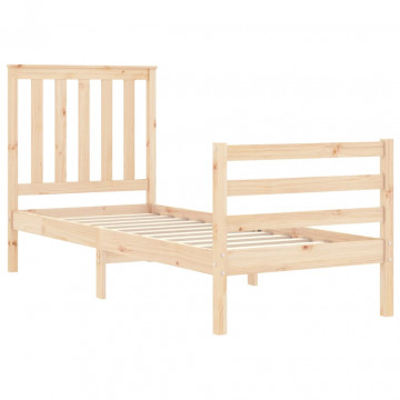 Cadru de pat cu tăblie single mic, lemn masiv - Img 8