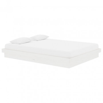 Cadru de pat dublu 4FT6, alb, 135x190 cm, lemn masiv - Img 3