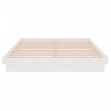 Cadru de pat dublu 4FT6, alb, 135x190 cm, lemn masiv - Img 8