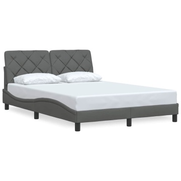 Cadru de pat fără saltea, gri închis, 140x200 cm, textil - Img 3