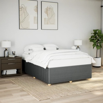 Cadru de pat fără saltea, gri închis, 160x200 cm, textil - Img 1