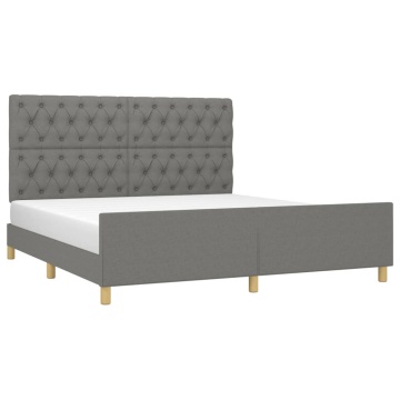 Cadru de pat fără saltea, gri închis, 160x200 cm, textil - Img 3