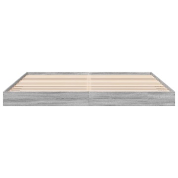Cadru de pat fără saltea Gri Sonoma 180x200cm Lemn prelucrat - Img 4