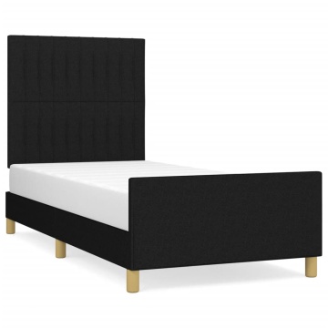 Cadru de pat fără saltea, negru, 100x200 cm, textil - Img 2