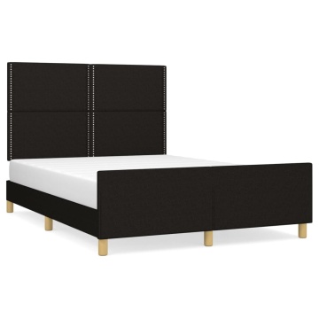 Cadru de pat fără saltea, negru, 140x200 cm, textil - Img 2