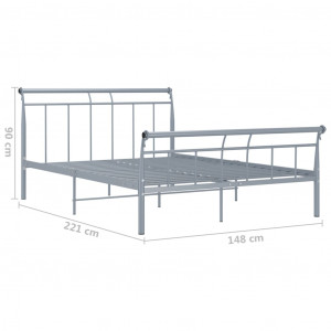 Cadru de pat, gri, 140x200 cm, metal - Img 5