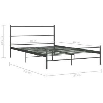 Cadru de pat, gri, 160 x 200 cm, metal - Img 6
