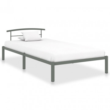 Cadru de pat, gri, 90 x 200 cm, metal - Img 1